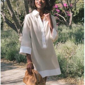 Tuckernuck Champagne Linen Collier Dress